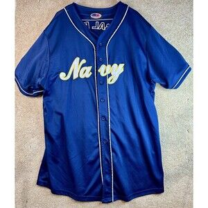 U.S. Navy Global Force Baseball Jersey Men Large Blue Military RARE